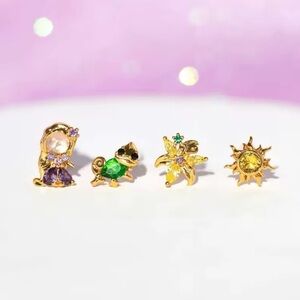 Disney Tangled Stud Earrings | Rapunzel Gold Jewelry